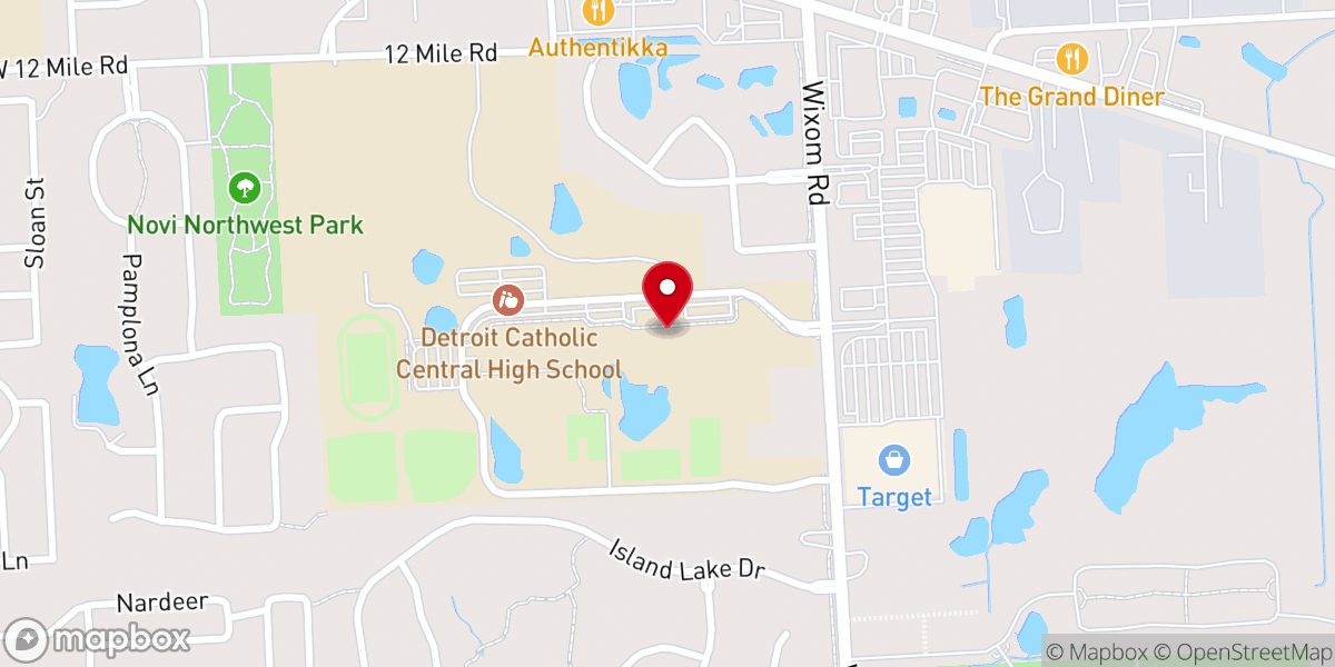 Map showing location of Detroit Catholic Central High School