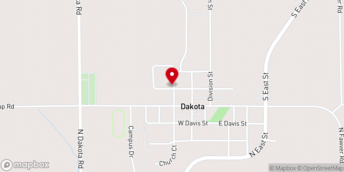 Map showing location of Dakota Community Presbyterian