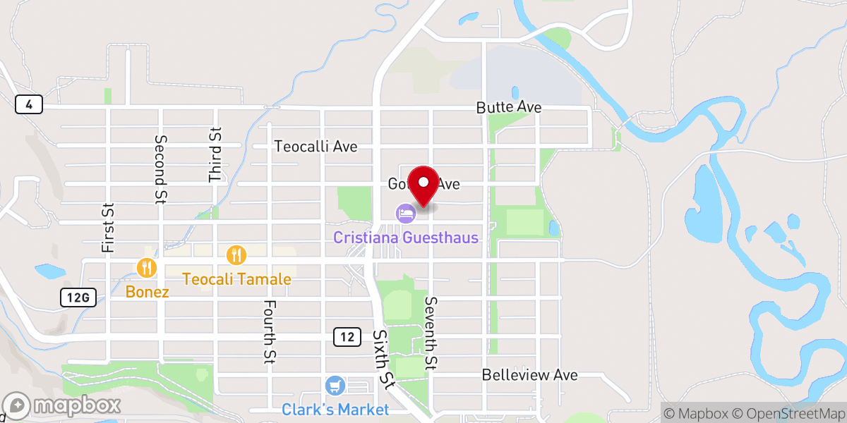 Map showing location of Oh Be Joyful Church