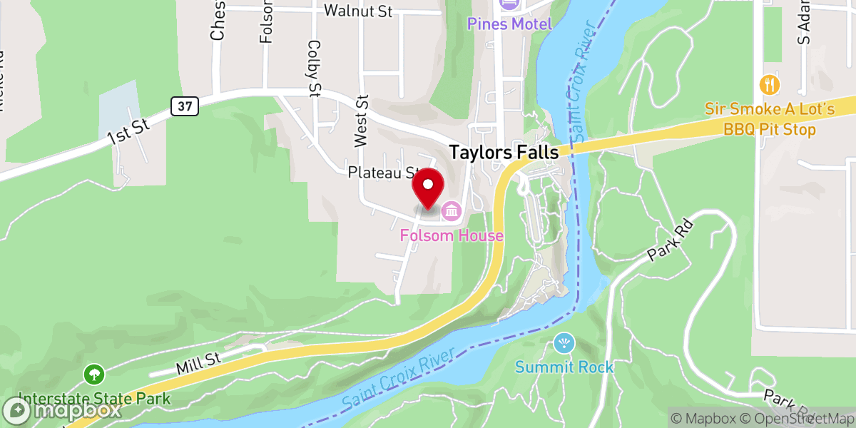 Map showing location of Taylors Falls United Methodist Church