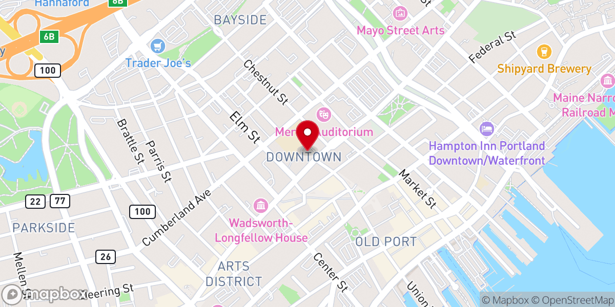 Map showing location of First Parish in Portland, Unitarian Universalist