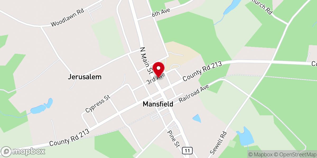 Map showing location of Mansfield and Newborn Methodist Churches