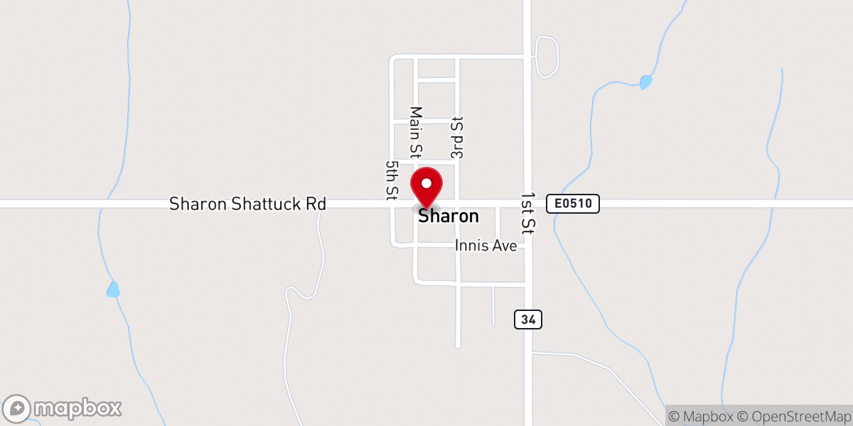 Map showing location of Sharon