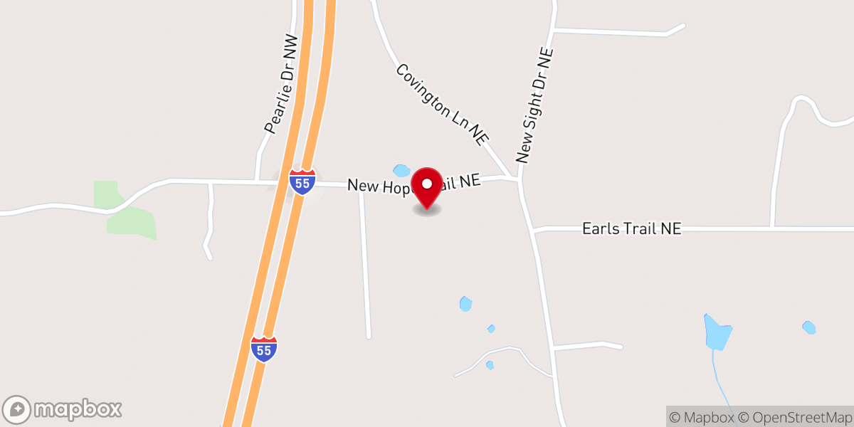 Map showing location of New Hope Church