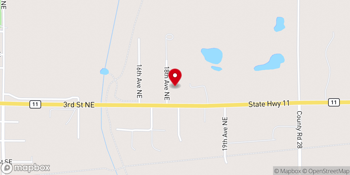 Map showing location of Free Lutheran Church of Roseau
