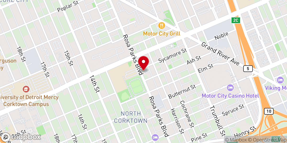 Map showing location of Greater Dequindre Church of God In Christ
