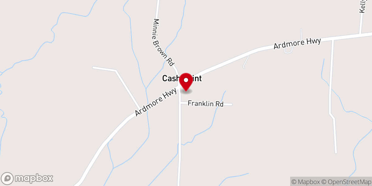 Map showing location of Cash Point Baptist Church