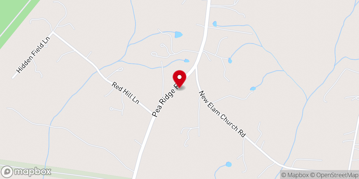 Map showing location of New Elam Christian Church