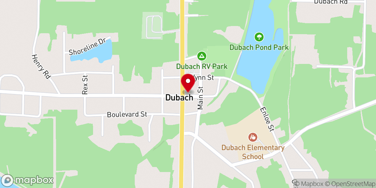 Map showing location of Dubach Restoration & Beautification Organization