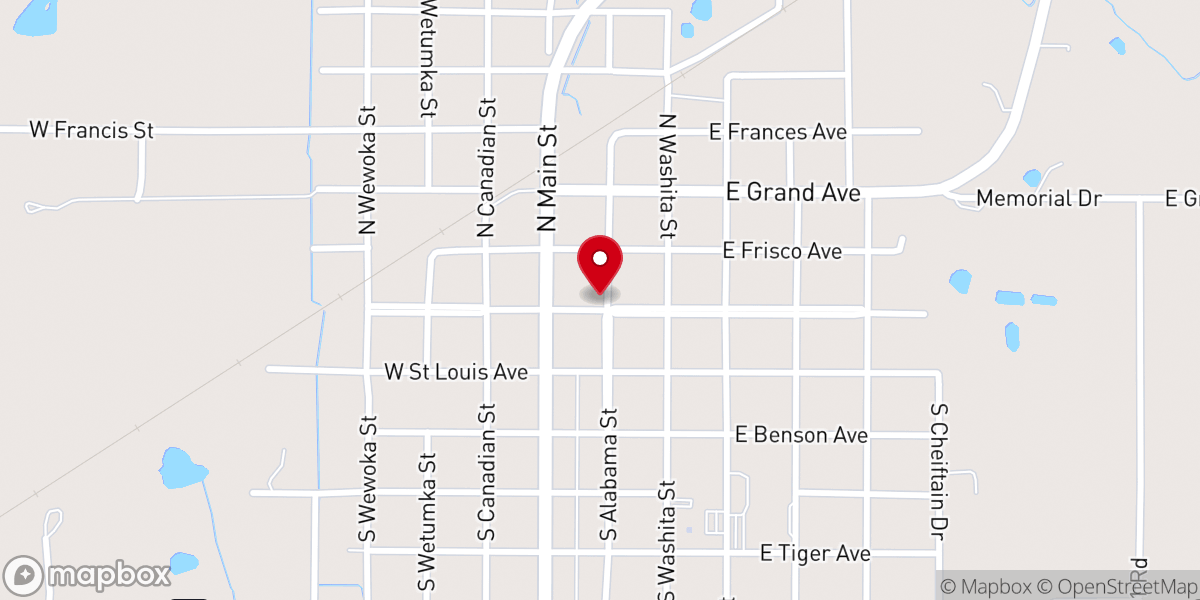 Map showing location of Grace Baptist Church
