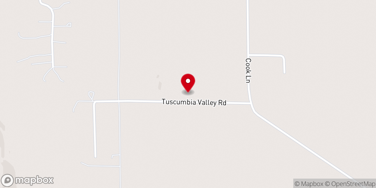 Map showing location of Tuscumbia Valley Church