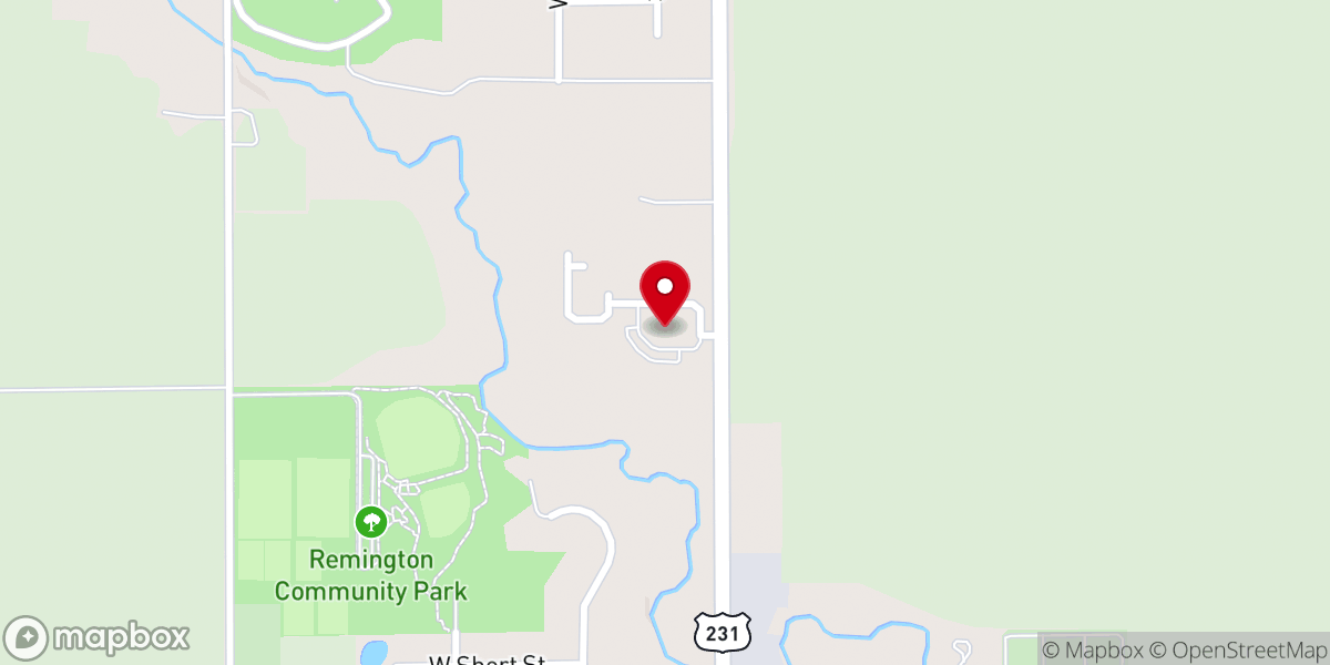 Map showing location of Remington Apostolic Christian Church
