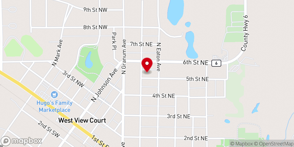 Map showing location of Hope Lutheran Church