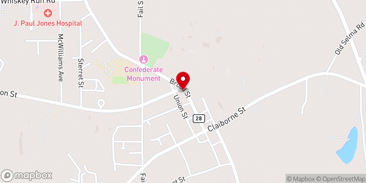 Map showing location of Camden Methodist Church