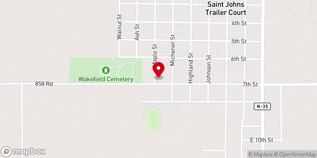 Map showing location of St Johns Lutheran Church