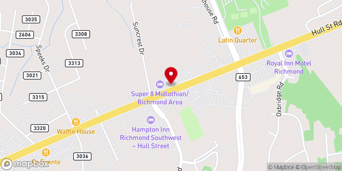 Map showing location of Calvary Baptist Church Midlothian