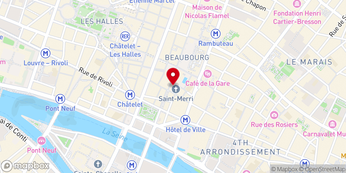 Map showing location of Église Saint-Merry