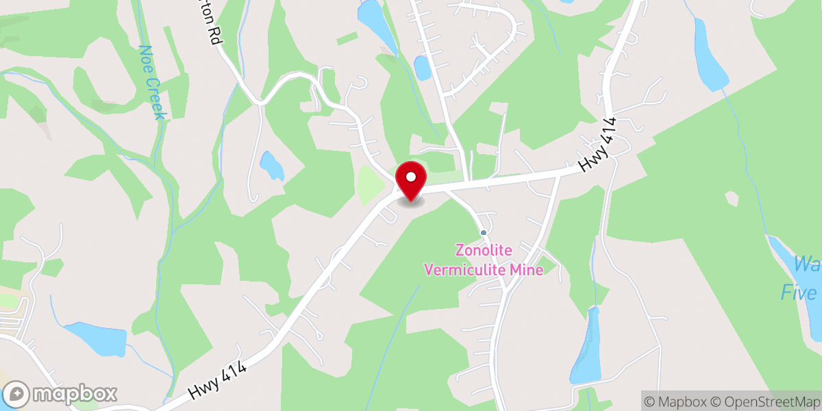 Map showing location of Tyger Baptist Church