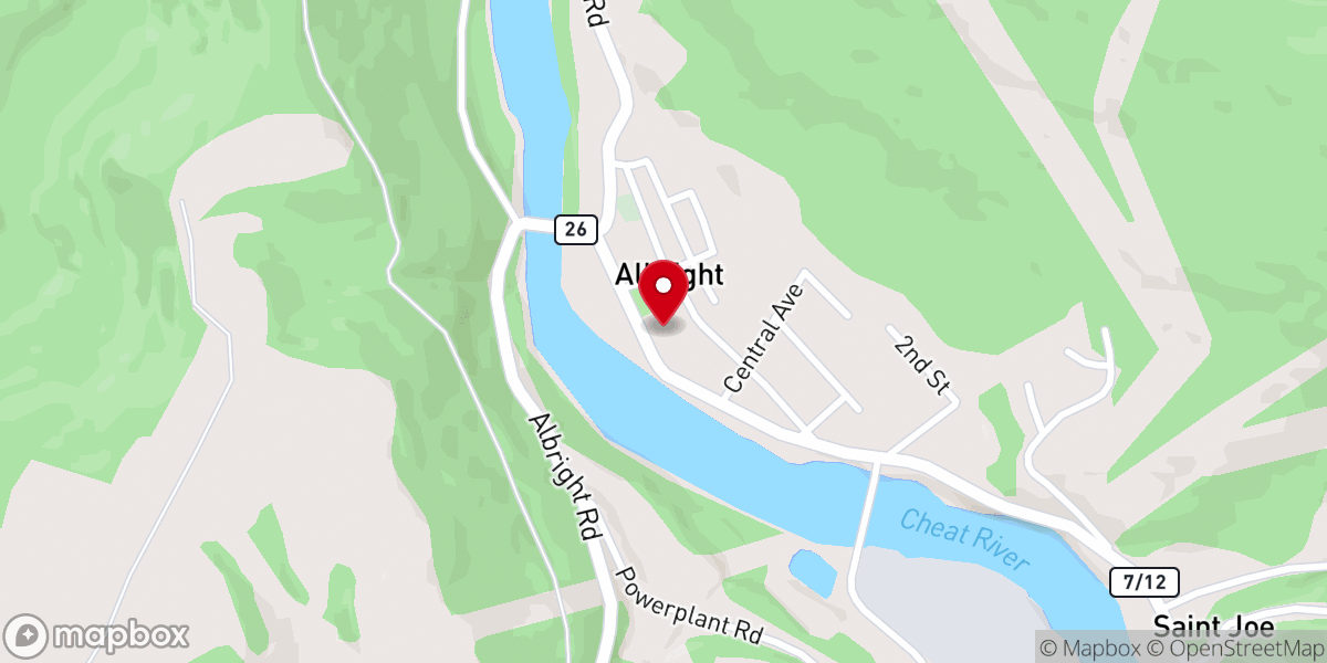 Map showing location of Albright United Methodist Church