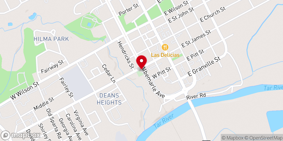 Map showing location of Tarboro Primitive Baptist Church