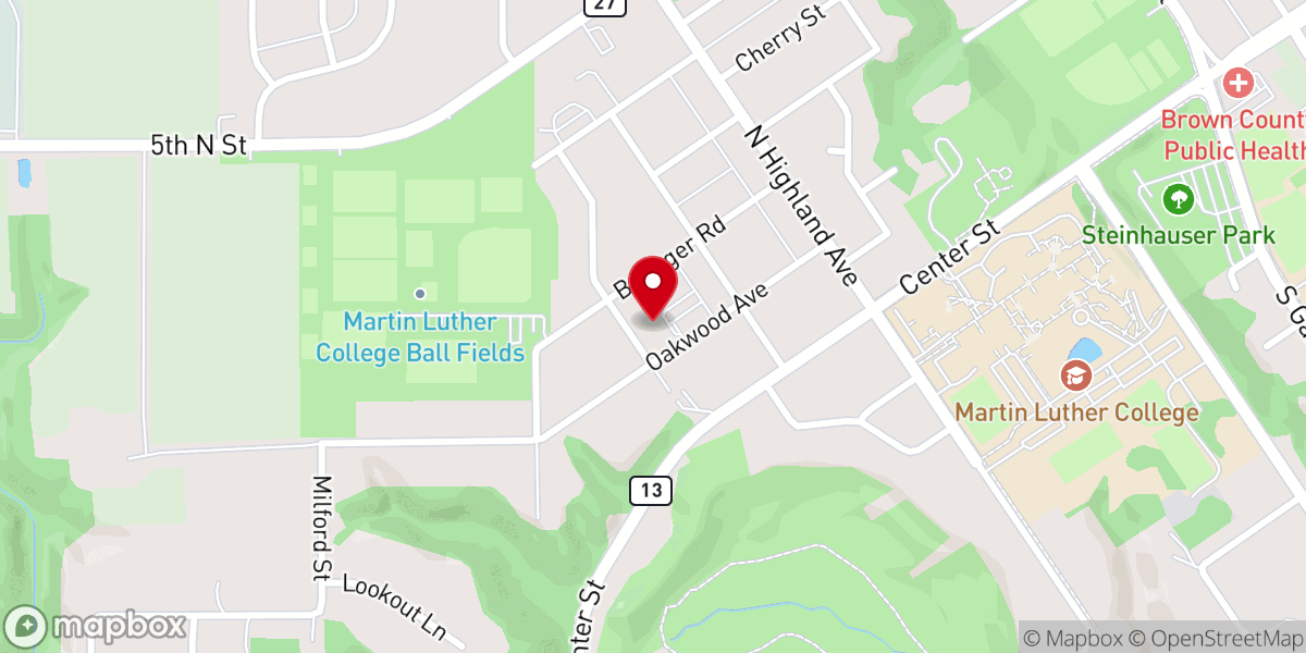 Map showing location of Oakwood United Methodist Church