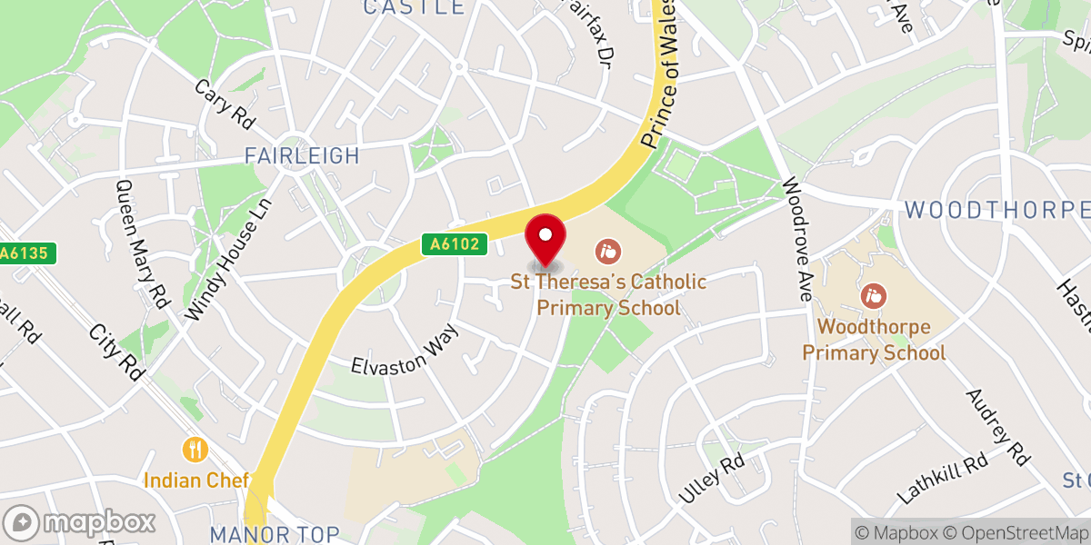 Map showing location of St Theresa of the Child Jesus, Monor Estate