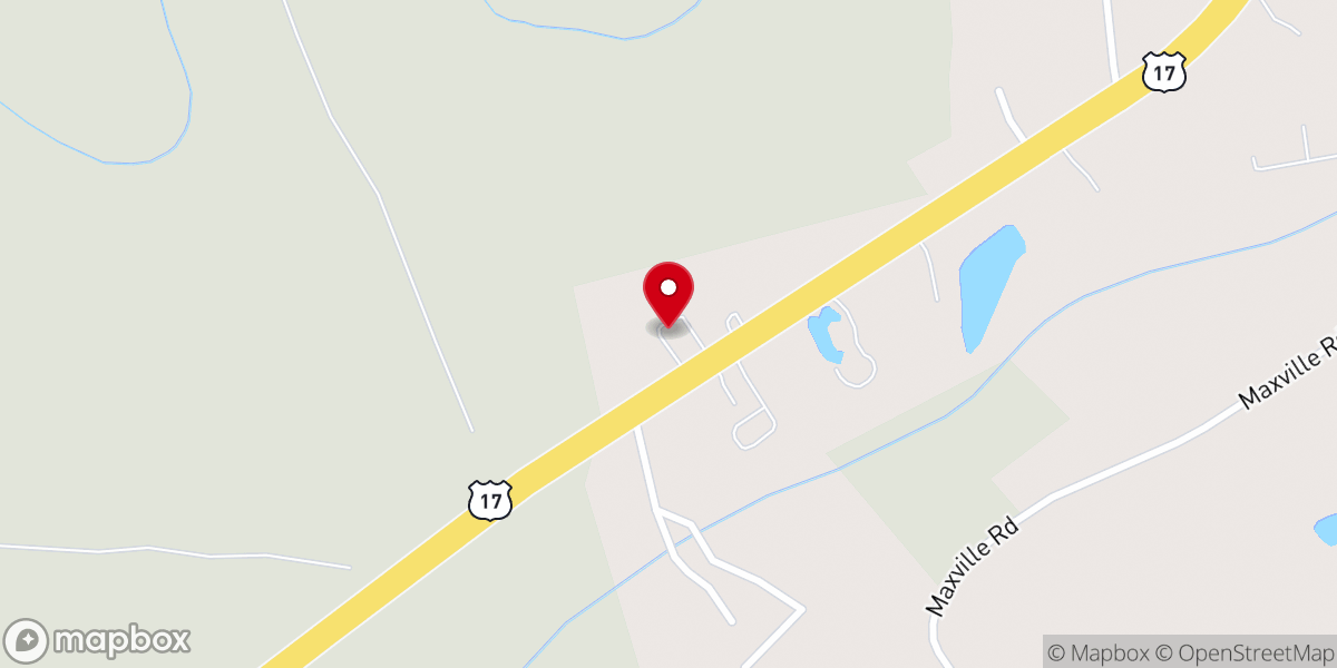 Map showing location of Sewee Bay Baptist Church