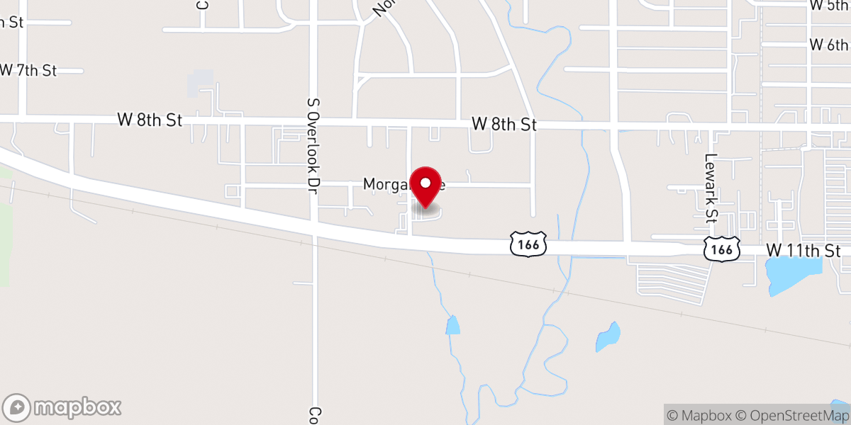 Map showing location of Coffeyville church of Christ