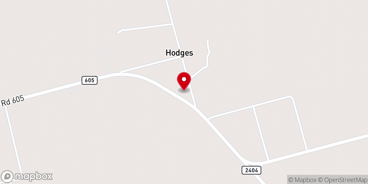Map showing location of Hodges Baptist Church