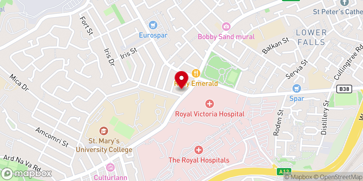Map showing location of St Paul’s Church, Belfast