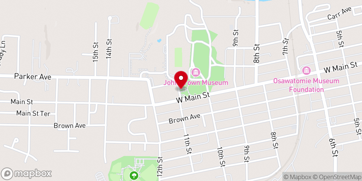 Map showing location of Osawatomie Memorial Hall
