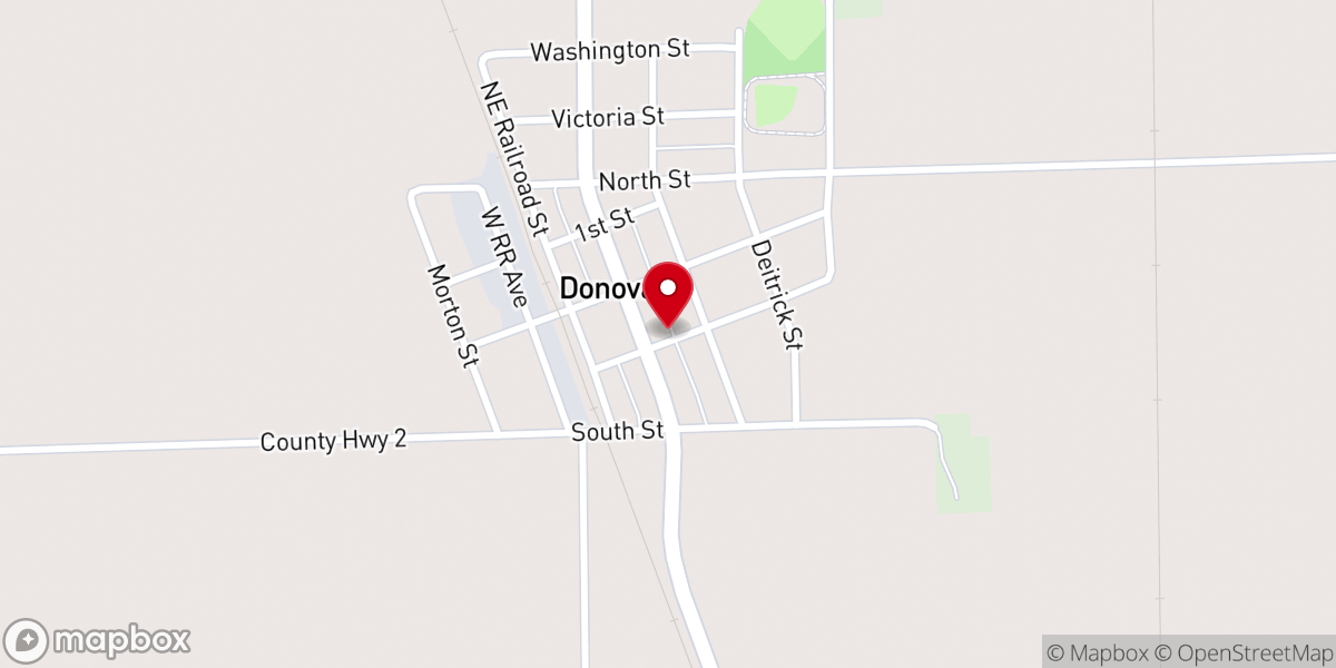 Map showing location of Donovan Village Hall