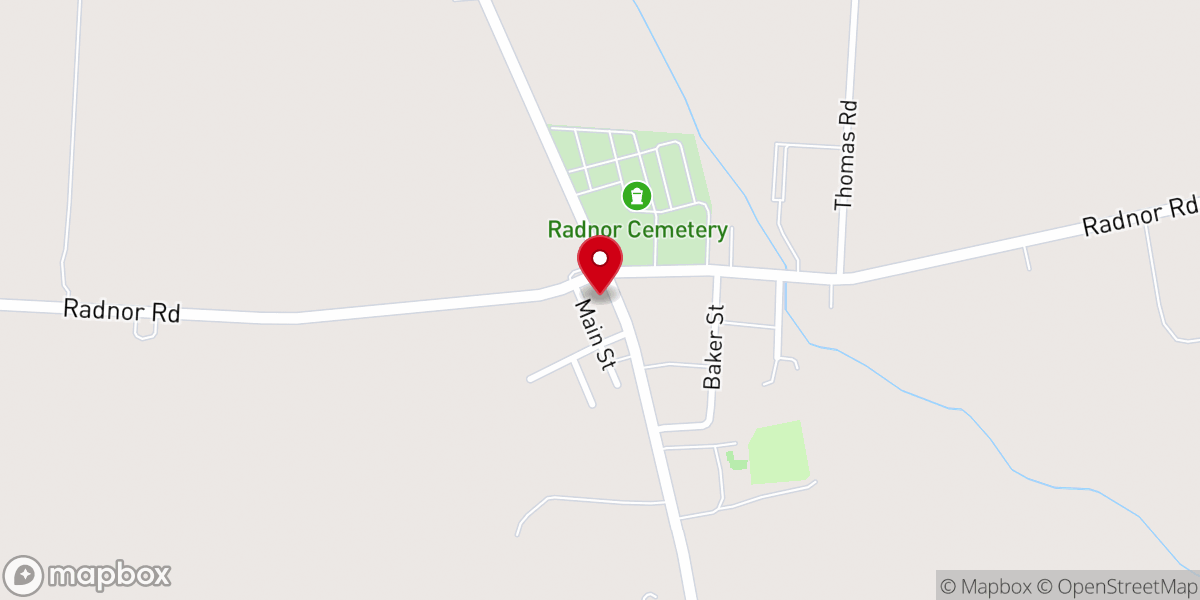 Map showing location of Radnor United Church of Christ