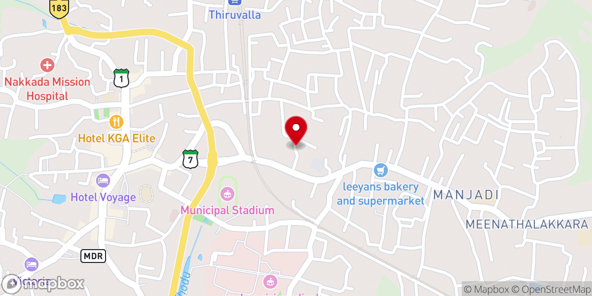 Map showing location of CSI Church Compound Theepany Thiruvalla