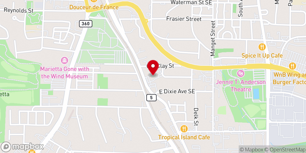 Map showing location of GracePointe Marietta Baptist Church