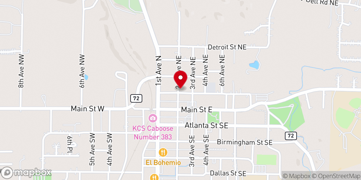 Map showing location of Gravette United Methodist Church