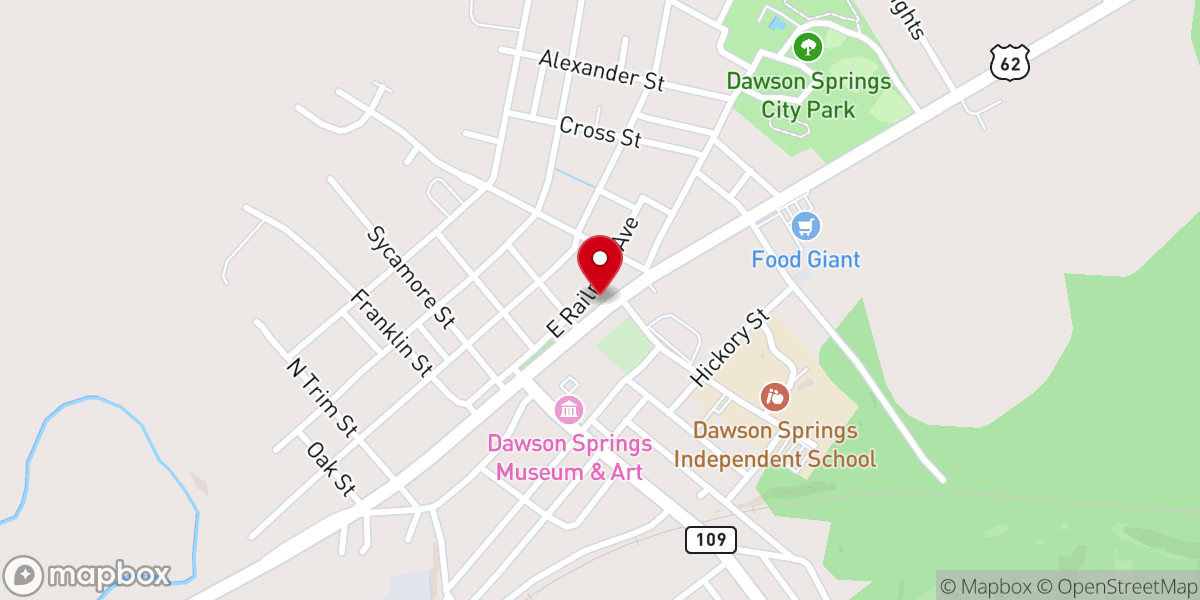 Map showing location of DAWSON SPRINGS FOOD BANK