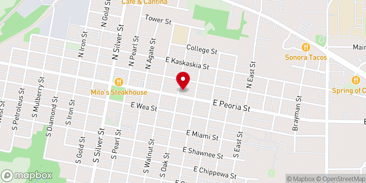 Map showing location of Paola Christian Church