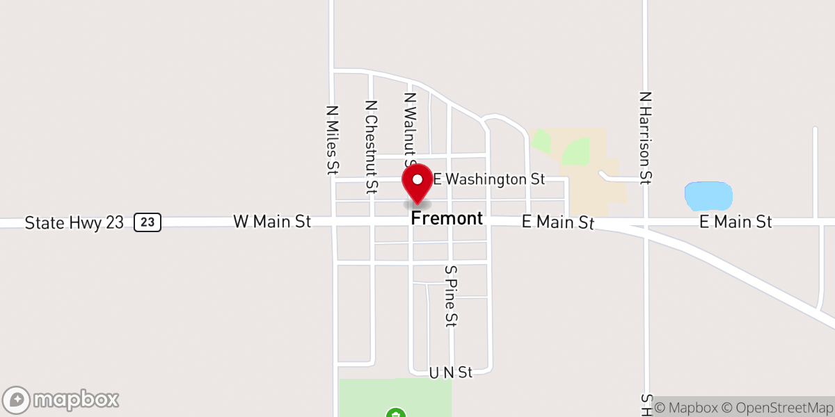 Map showing location of Fremont City Hall