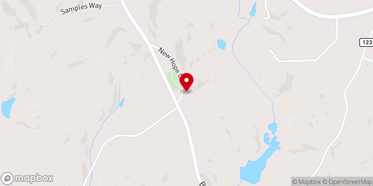 Map showing location of New Hope Church
