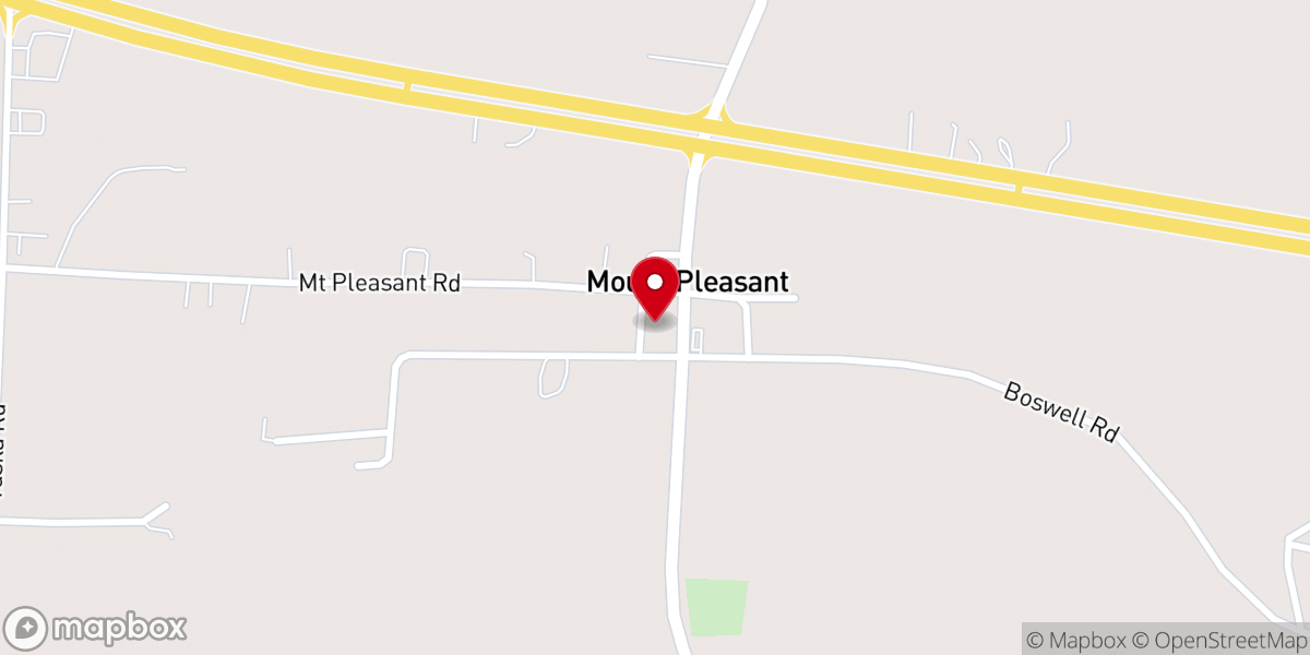 Map showing location of Mt Pleasant United Methodist Church