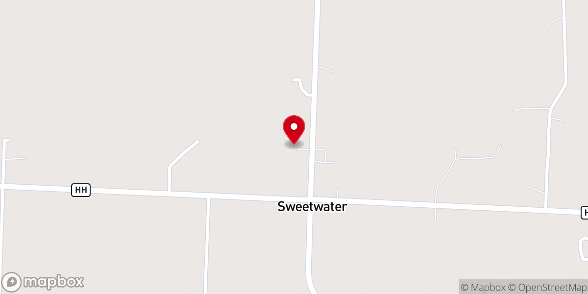 Map showing location of Sweetwater Baptist Church
