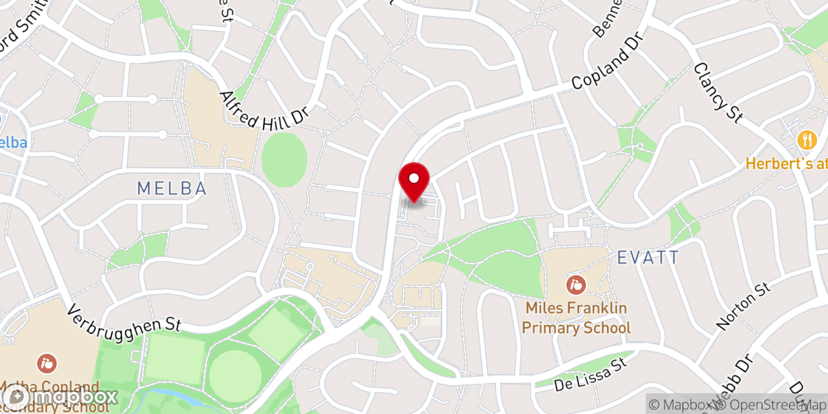 Map showing location of Mosaic Baptist Church - Evatt