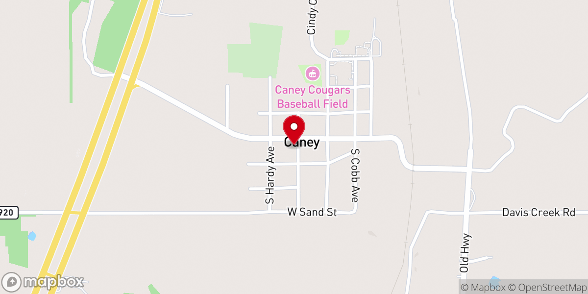 Map showing location of Caney Pentecostal Holiness Church
