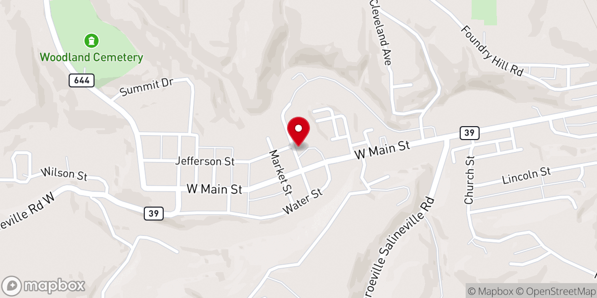 Map showing location of Salineville Assembly of God