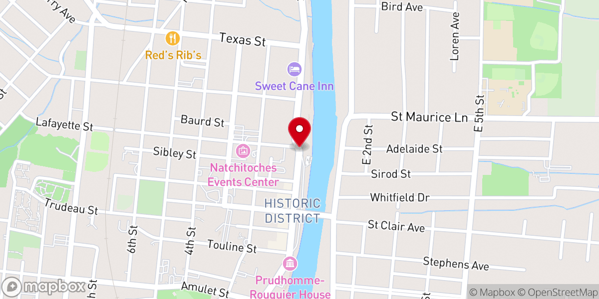 Map showing location of Natchitoches Christmas Festival