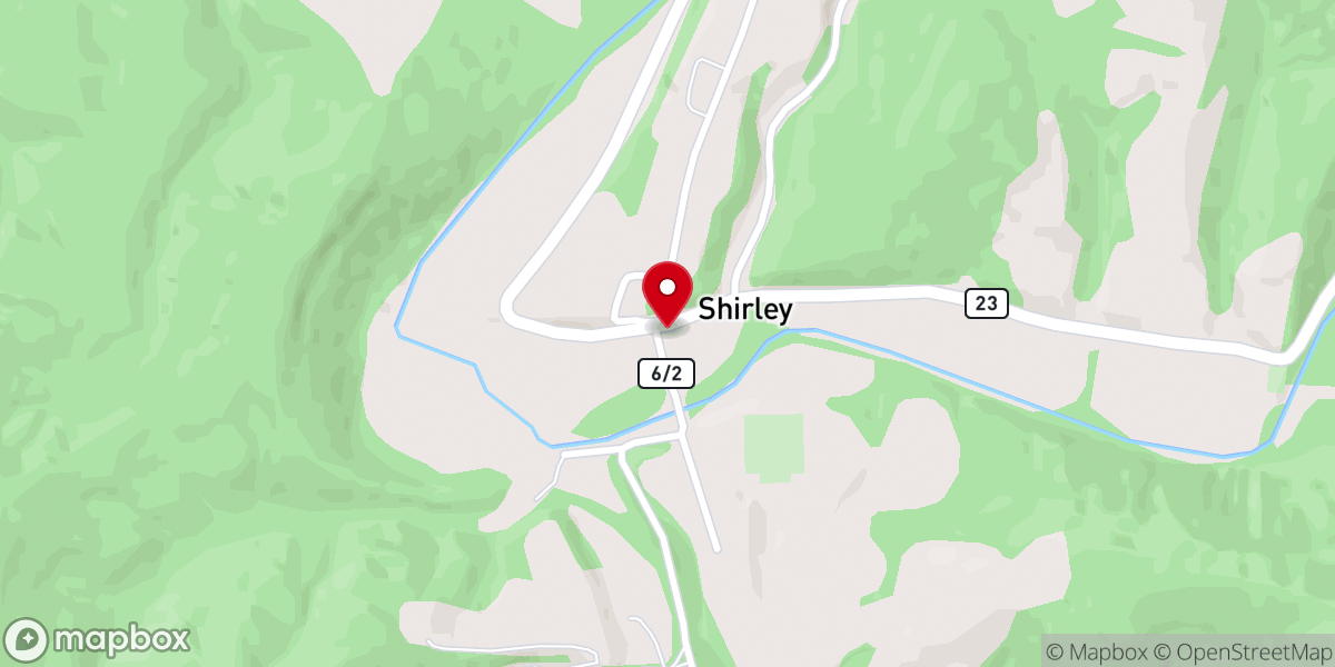 Map showing location of Shirley United Methodist Church