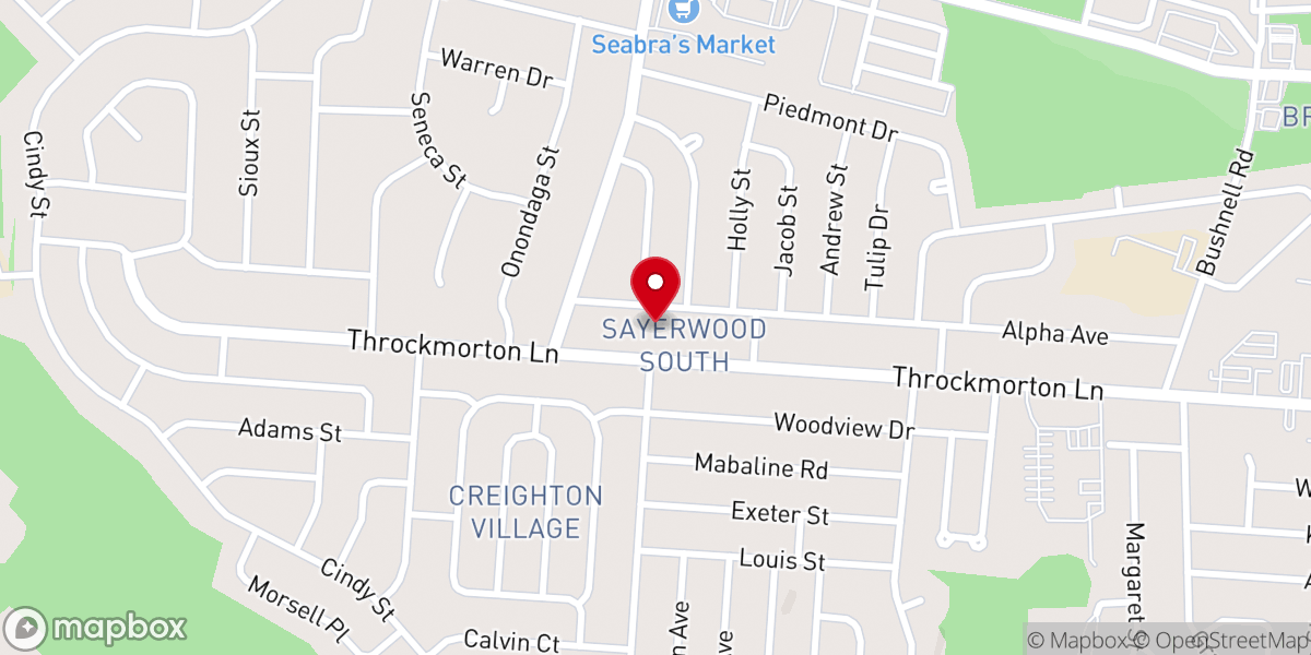 Map showing location of Sayre Woods Bible Church