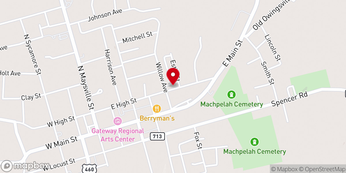 Map showing location of High Street Christian Church