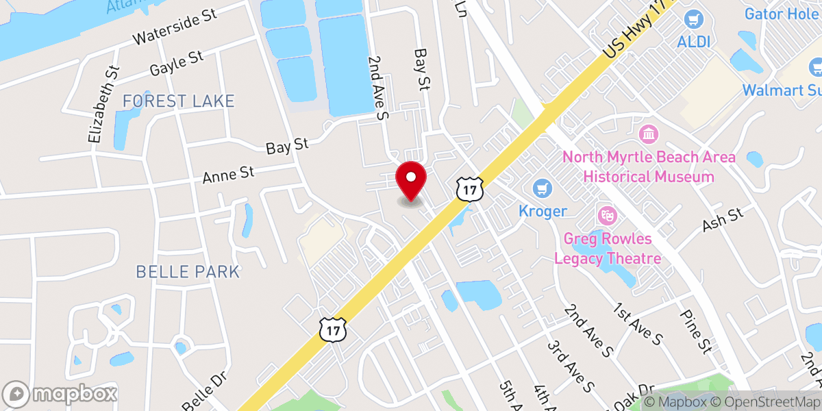 Map showing location of The Loft at First Baptist Church